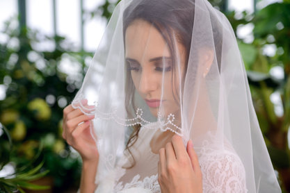 Свадебная фата с прозрачным стеклярусом