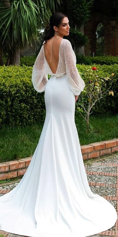 Свадебное платье прямое с рукавом